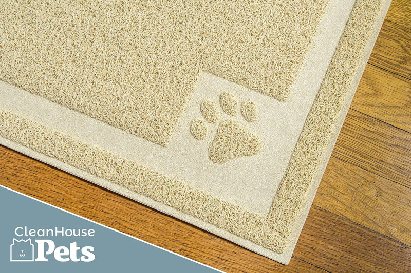 CleanHouse Pets Cat Litter Mat, XL Size, Non-Slip, Easy to Clean, Stops All Litter Tracking, No Phthalate, Durable, Soft on Kitty Paws, Scatter Control for Cat Litter Box, Water Resistant (36"x24") Beige - PawsPlanet Australia