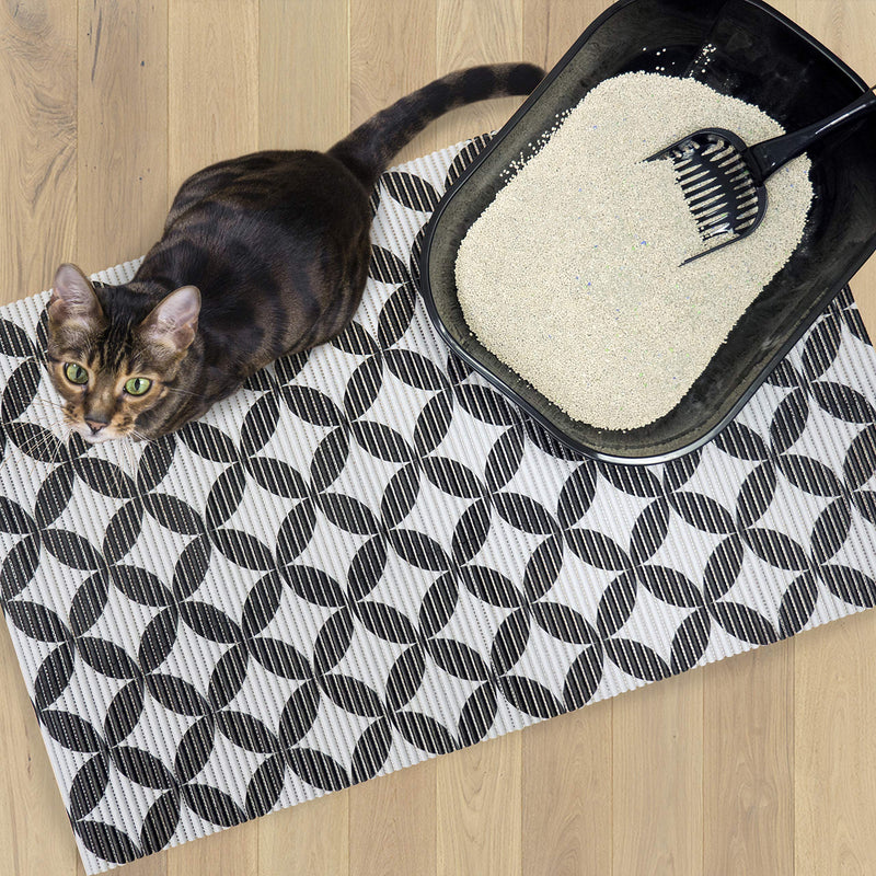 Fresh Kitty Durable XL Jumbo Foam Litter Box Mat – BPA and Phthalate Free, Water Resistant, Traps Litter from Box, Scatter Control, Easy Clean Mats – Gray Pattern 40”x 25” (9052) - PawsPlanet Australia