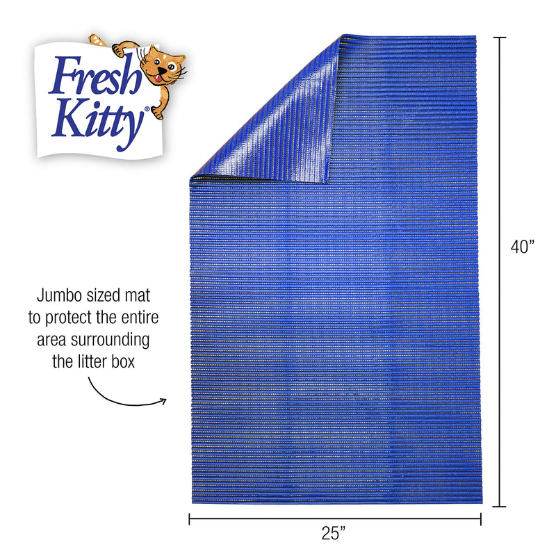 [Australia] - Fresh Kitty Durable XL Jumbo Foam Litter Mat – Phthalate and BPA Free, Water Resistant, Traps Litter from Box, Scatter Control, Easy Clean Mats – Blue (9032) 