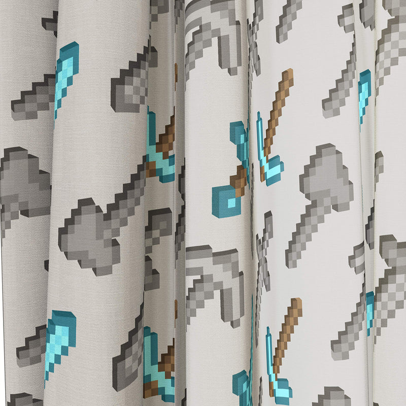 Jay Franco Minecraft Isometric Characters 63" inch Drapes 4 Piece Set - Beautiful Room Décor & Easy Set up - Window Curtains Include 2 Panels & 2 Tiebacks (Official Minecraft Product) Gray - Minecraft 63 Inch - PawsPlanet Australia