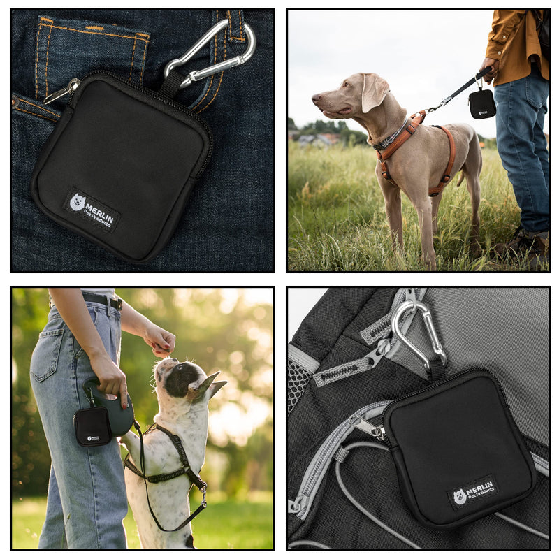 Merlin Pet Products Small Dog Treat Bag, Training Pouch Pocket Size Travel Walking Walk Treats Pouch, Bag For Lead Treats, (Black) Black - PawsPlanet Australia