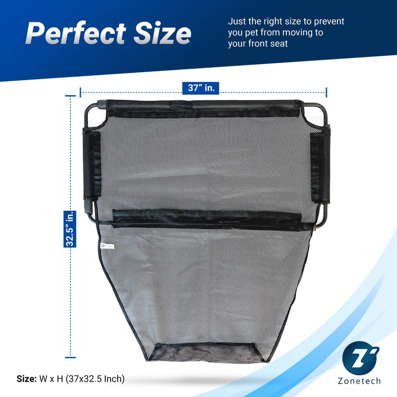 [Australia] - Zone Tech Car Pet Barrier - Premium Quality Super Safe Universal Large Padded Steel with Full Mesh Cover Perfect for Travelling with Pets 