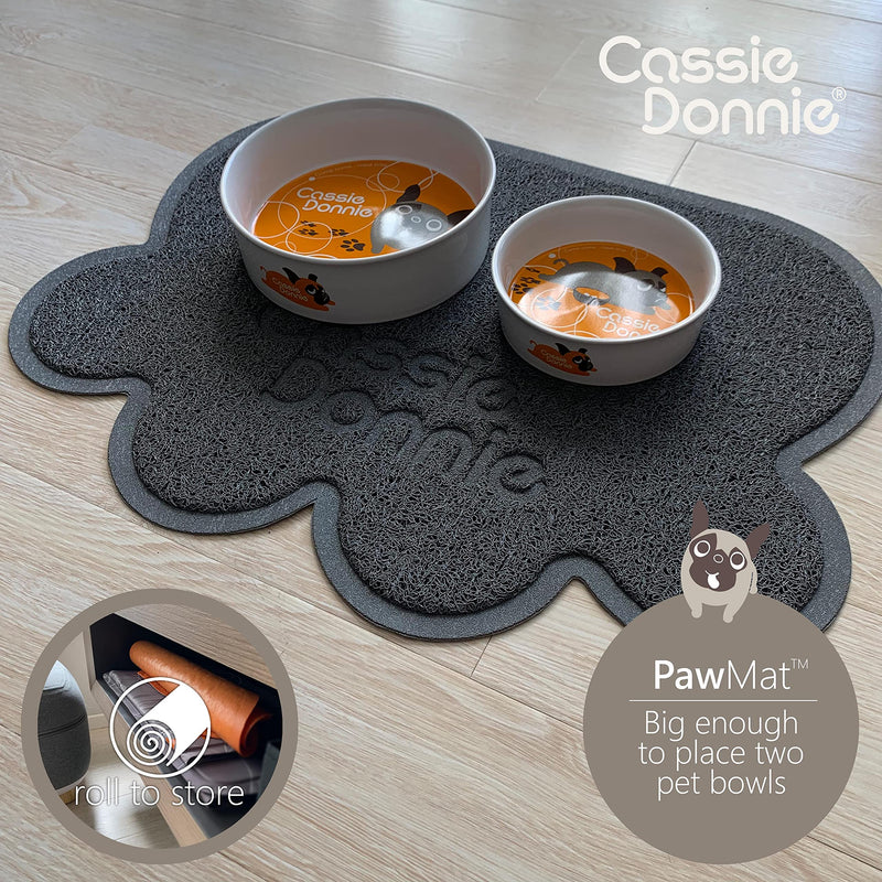 Cassie Donnie Dog and cat Feeding mat.Pet mat for Food and Water Bowls. Flexible Soft Non-Toxic Waterproof Rug. Non-Slip Back on Floor.Easy to Clean.Roll up to Store. - PawsPlanet Australia