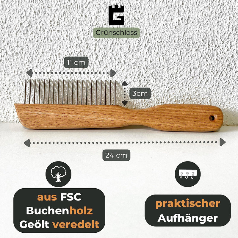 Grünschloss dog comb undercoat & wooden cat comb long hair (3cm long teeth) - detangling comb for dogs undercoat rake comb (Made in Germany) - effectively remove knots & tangles undercoat brush - PawsPlanet Australia