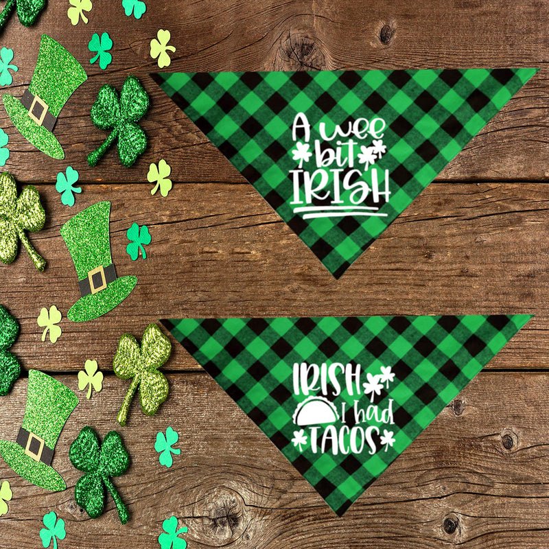 St. Patrick's Day Dog Bandana, Holiday Buffalo Plaid Bandana Scarfs for Small Medium Large Dogs Cats Pet Puppies (Wee bit Irish) Wee bit Irish - PawsPlanet Australia