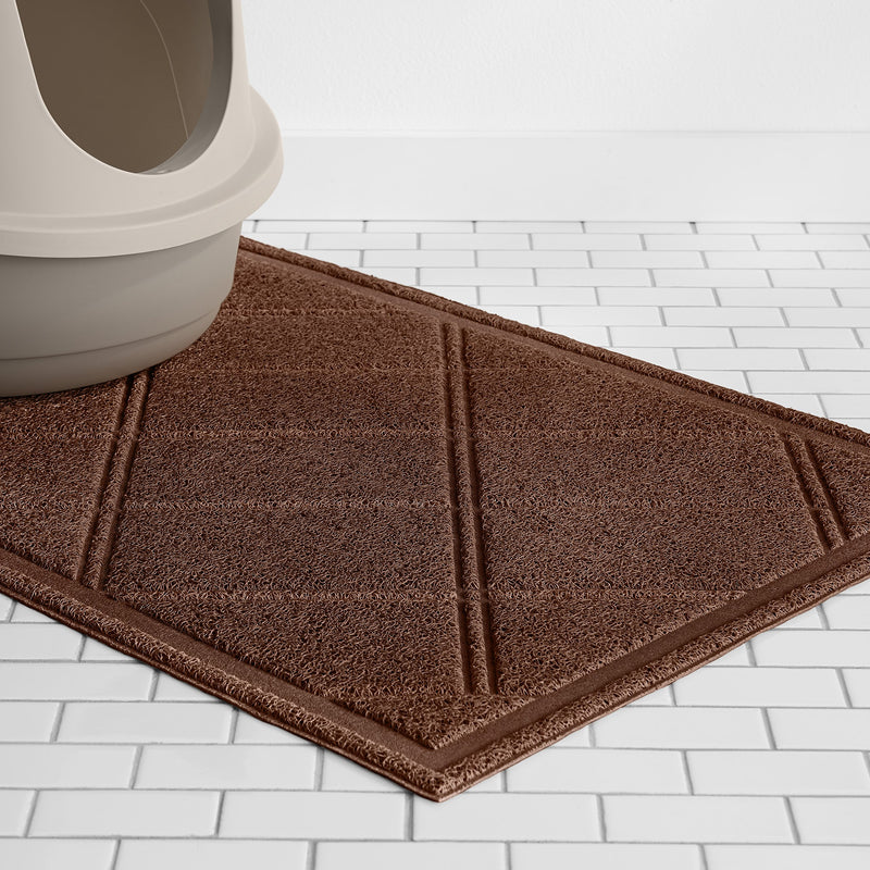 Amazon Basics Less-Mess Cat Litter Box Mat Brown - PawsPlanet Australia