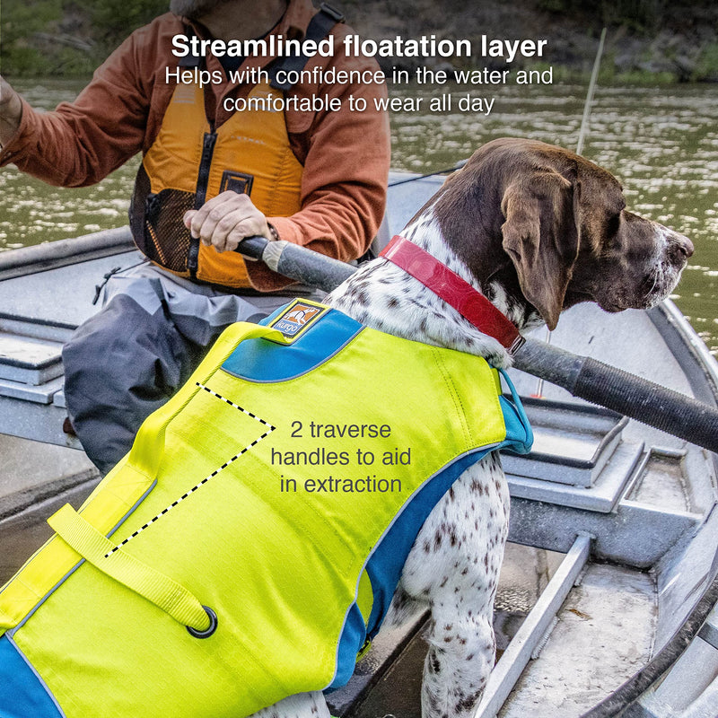 Kurgo Surf n’ Turf Dog Life Jacket, Dog Life Vest for Swimming, Floatation Vests for Dogs, Dog PFD, Reflective, Adjustable, For Small Medium Large Pets Blue-Green X-Small New Packaging - PawsPlanet Australia