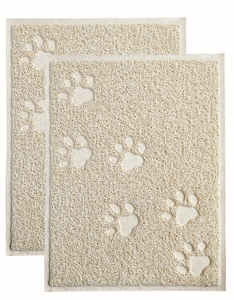 ANDALUS Cat Litter Mat | Small/Large/X-Large Size | Phthalate & BPA Free | Traps Messes | Scatter Control | Easy to Clean Small (15.75" x 11.75") - 2 Pack Beige - PawsPlanet Australia