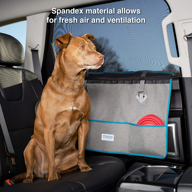Kurgo Car Door Guard and Shade for Dogs, Dog Scratch Guard for Cars, Car Window Shield for Pets, Locking Plastic Tabs, Quick Installation, Storage Pockets, Heather Grey - PawsPlanet Australia