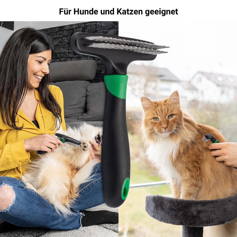 FinoPet set of 2 with different de-matting brushes as dog brushes/cat brushes, long-hair short-hair undercoat brushes, pet hair remover, dog accessory set or cat accessory set cat and dog set of 2 de-matting brush and de-matting curry comb - PawsPlanet Australia