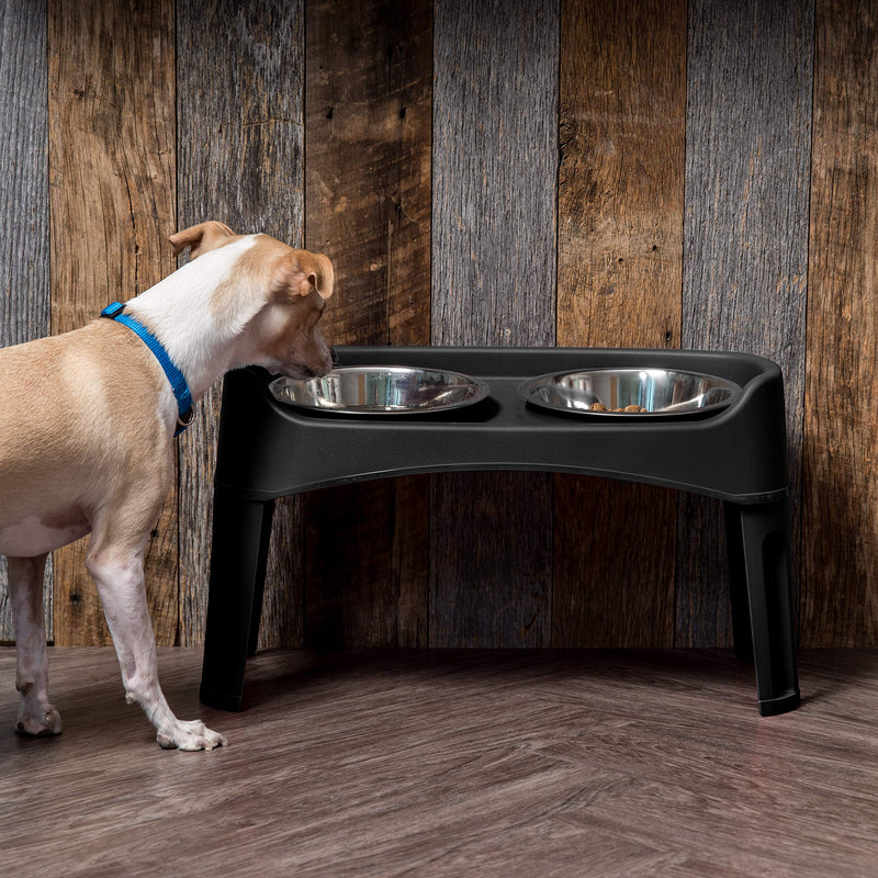 [Australia] - IRIS Pet Elevated Feeder with Stainless Steel Bowls Black Large without Storage 