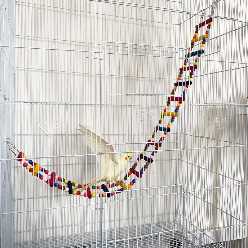 Bird Parrot Toys Ladders Swing Chewing Toys Hanging Pet Bird Cage Accessories Hammock Swing Toy for Small Parakeets Cockatiels, Lovebirds, Conures, Macaws, Lovebirds, Finches 48 inch 18 ladders - PawsPlanet Australia