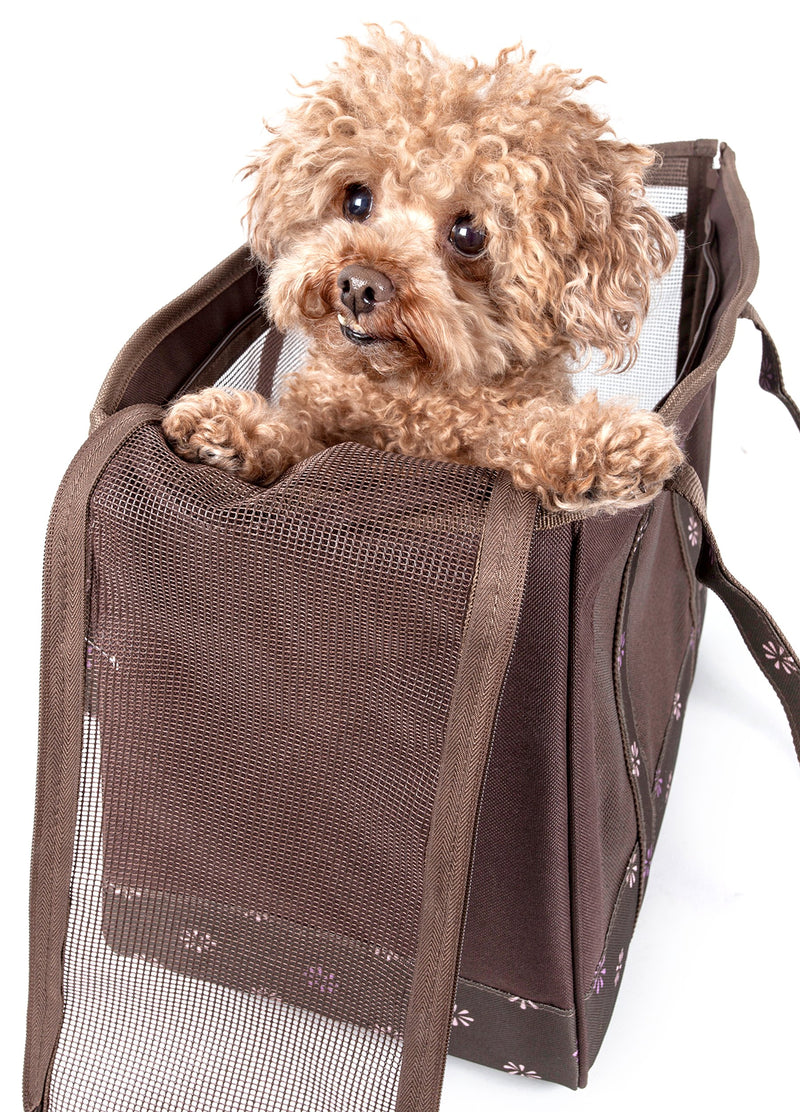 [Australia] - PET LIFE 'Surround View' Posh Collapsible Fashion Designer Pet Dog Carrier, Medium, Mud Brown 