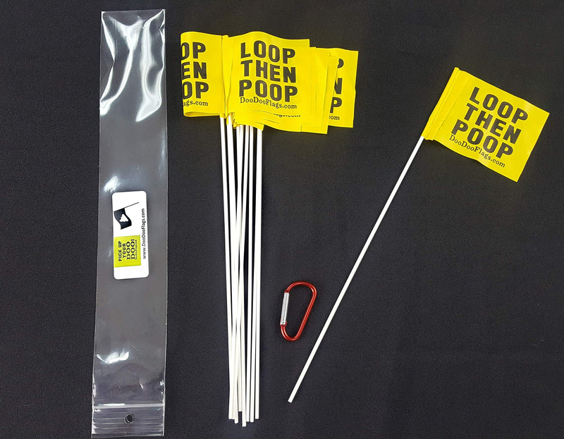 [Australia] - x 10 | Sign Reads: Loop Then Poop | BRB Flag | Be Right Back for Poop Bag | Dog Poop Bag Flags | Trail Dog Poop Bag Flag | Poop Bag Disposal 