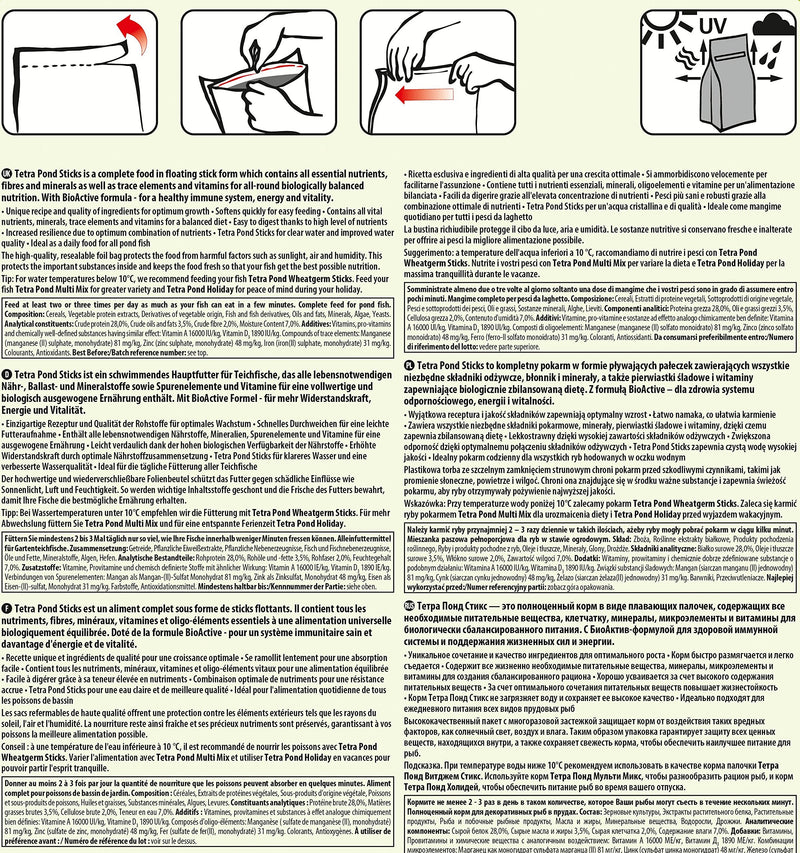 Tetra Pond Sticks, Complete Food for All Pond Fish for Health, Vitality and Clear Water, 15 Litre - PawsPlanet Australia