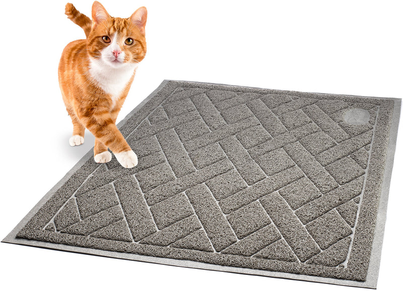 [Australia] - Pawkin Cat Litter Mat, Patented Design with Litter Lock Mesh, Durable, Easy to Clean, Soft, Fits Under Litter Box, Litter Free Floors X-Large Gray 