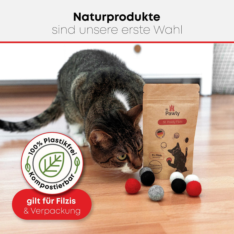 ST.PAWLY® Felzis - cat toys - felt balls cats - cat toys self-employment - sustainable toys for cats - interactive cat ball - 100% sheep wool - natural cat toys - PawsPlanet Australia