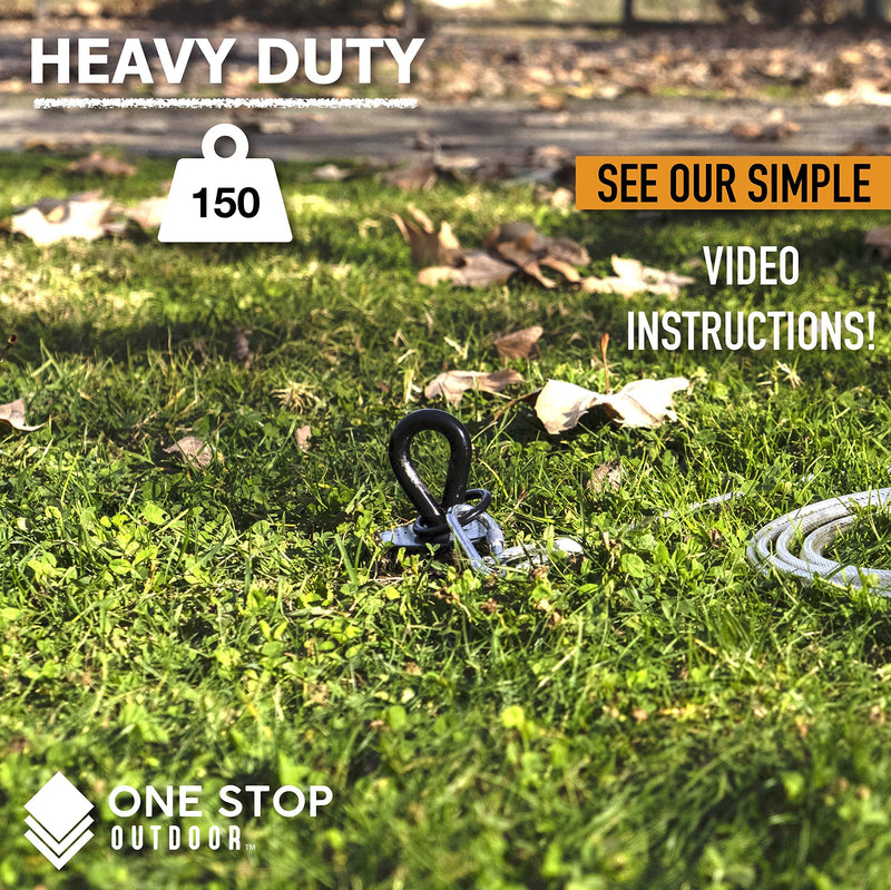 [Australia] - One Stop Outdoor Premium Pet Tie Out Stake - Heavy Duty Portable Screw/Twist In Ground Anchor - Fits Mid-Small Dogs - Rotating Swivel Tether Stake for Tie-Out Cable (Includes Rod to Tighten) 