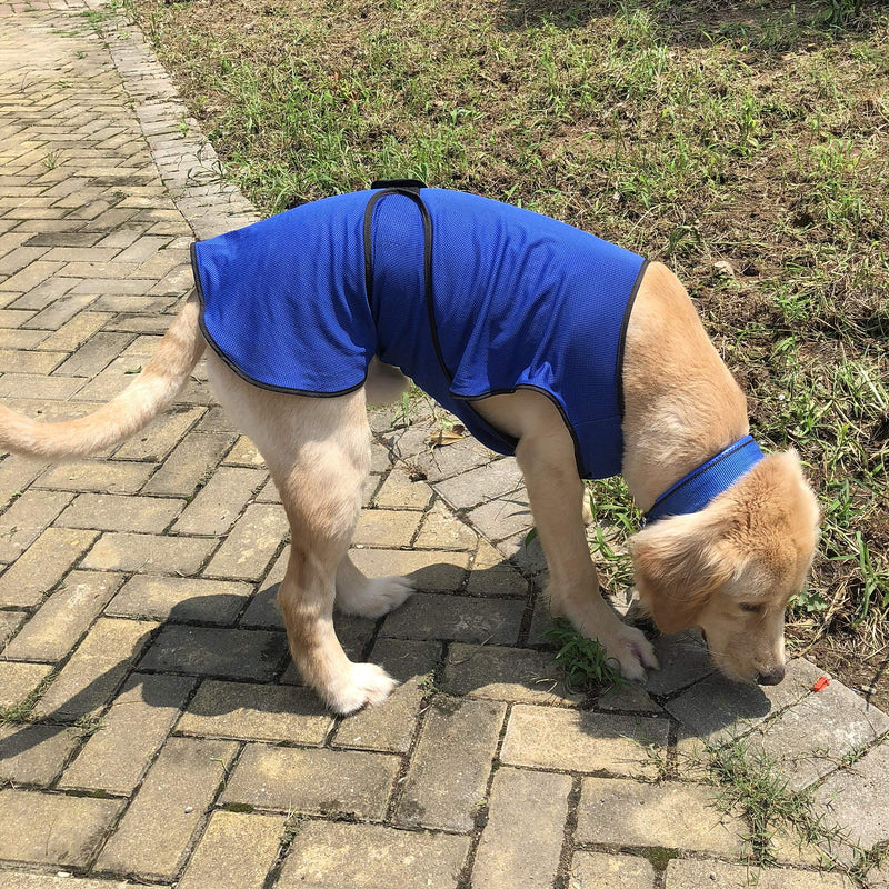 Pawhut Dog Pet Summer Cooling Cool Coat Vest Jacket Cooler Breathable Anti-bacterial Dark Blue, M, 50cm long - PawsPlanet Australia