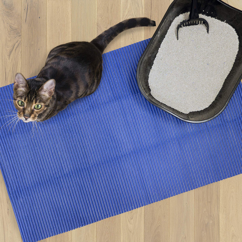 [Australia] - Fresh Kitty Durable XL Jumbo Foam Litter Mat – Phthalate and BPA Free, Water Resistant, Traps Litter from Box, Scatter Control, Easy Clean Mats – Blue (9032) 