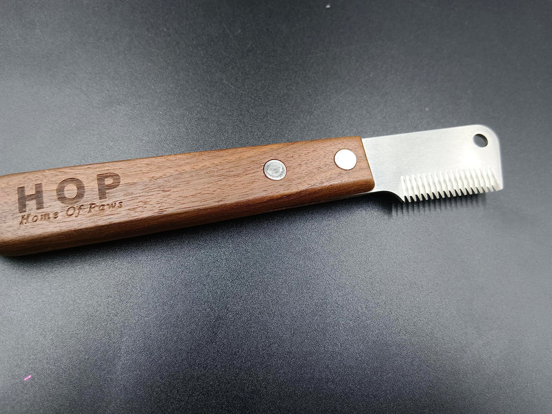 Lushly Dog Trimming Knife Pet Shaving Comb Grooming Accessories Combs Comb with Wooden Handle for Dogs Cats - PawsPlanet Australia