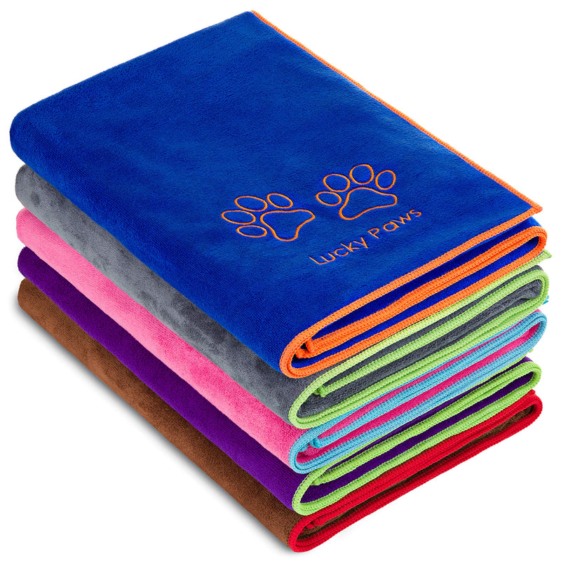 Lucky Paws® Dog Towel - Large - Super Absorbent Microfibre Towel - Fast Drying - Super Soft - UK Based Seller - 140 x 70cm - Premium Pet Towels - Machine Washable & Dryable - Grey Pack of 1 - PawsPlanet Australia