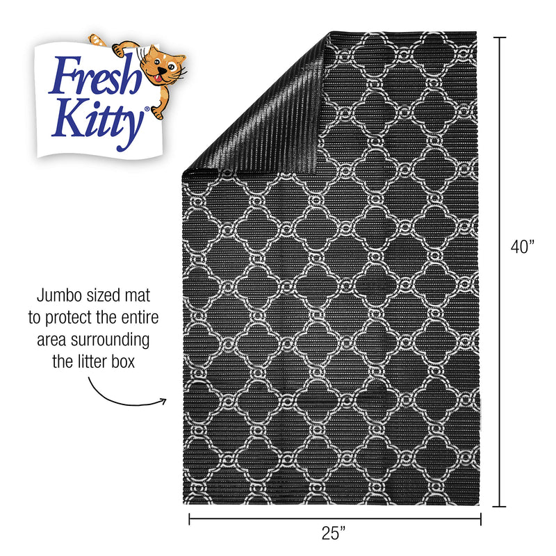 [Australia] - Fresh Kitty Durable XL Jumbo Foam Litter Box Mat – No Phthalate, Water Resistant, Traps Litter from Box, Scatter Control, Easy Clean Mats – Black & White 40"x 25" 