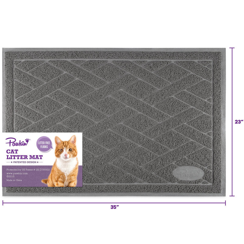 [Australia] - Pawkin Cat Litter Mat, Patented Design with Litter Lock Mesh, Durable, Easy to Clean, Soft, Fits Under Litter Box, Litter Free Floors X-Large Gray 