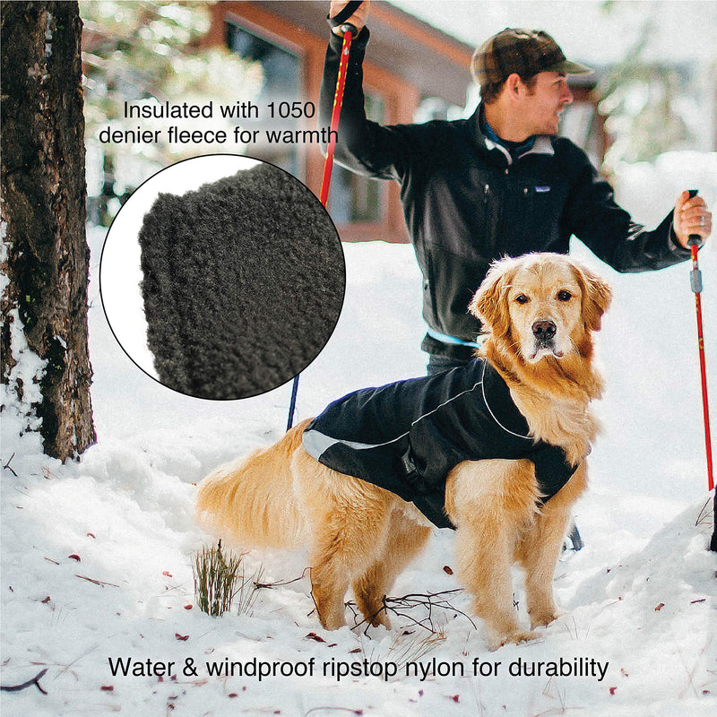 [Australia] - Kurgo Waterproof Dog Jacket | Winter Coat for Dogs | Pet Raincoat with Fleece Lining | Reflective | Easy On & Off | Harness Opening | North Country Coat | For Small, Medium, Large Pets Red 