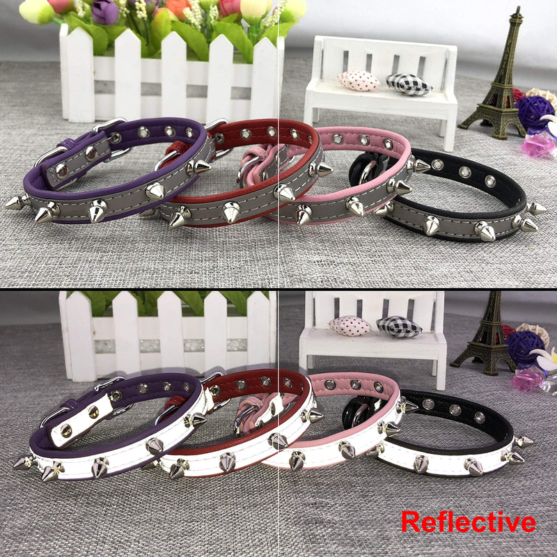 [Australia] - Newtensina Studded Dog Collar Reflective Puppy Collar for Small Dogs XS Pink 