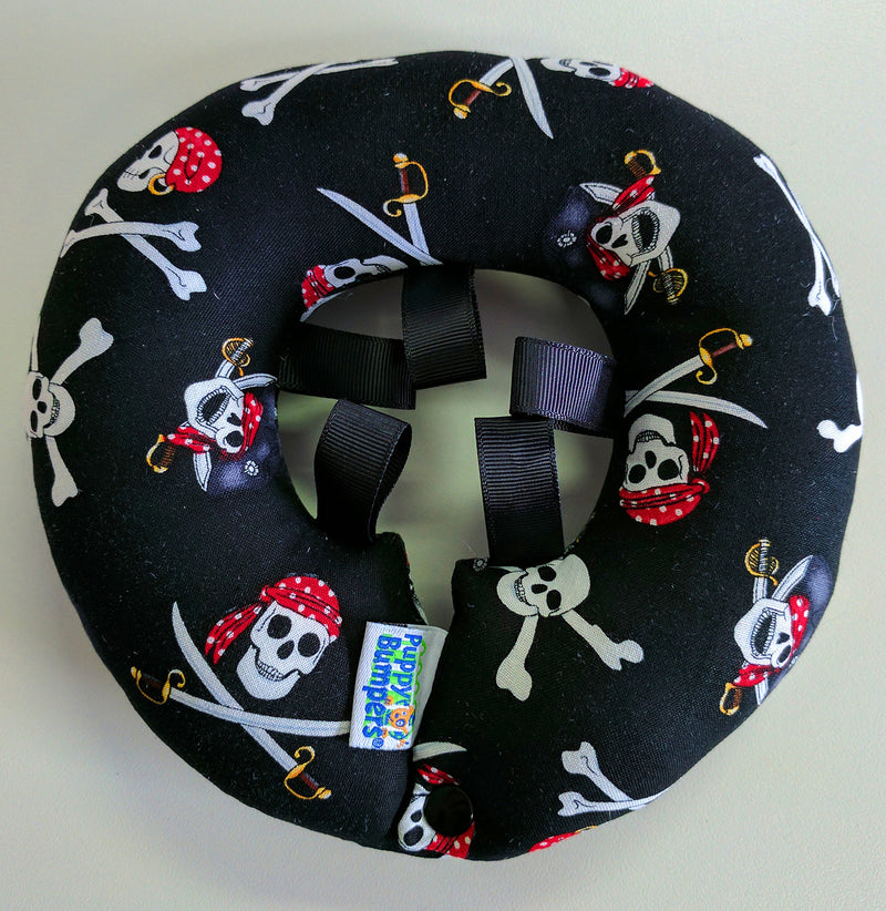 [Australia] - Made In USA Puppy Bumpers 100% Cotton Stuffed Safety Fence Collar to Keep your Pet Safe on the Right Side of the Fence- Jolly Roger - Fits Up to 10" 