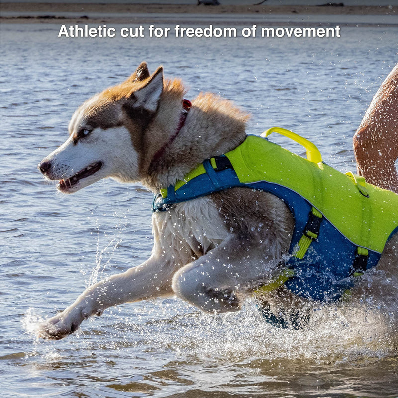 Kurgo Surf n’ Turf Dog Life Jacket, Dog Life Vest for Swimming, Floatation Vests for Dogs, Dog PFD, Reflective, Adjustable, For Small Medium Large Pets Blue-Green X-Small New Packaging - PawsPlanet Australia