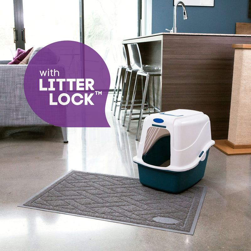 [Australia] - Pawkin Cat Litter Mat, Patented Design with Litter Lock Mesh, Durable, Easy to Clean, Soft, Fits Under Litter Box, Litter Free Floors X-Large Gray 