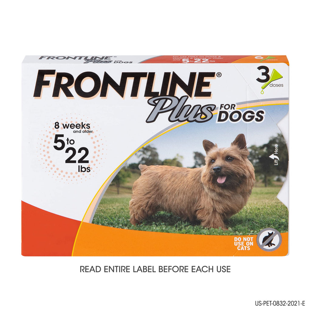FRONTLINE Plus Flea and Tick Treatment for Dogs (Small Dog, 5-22 Pounds) 3 Count - PawsPlanet Australia