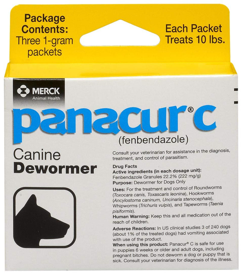 Panacur C Canine Dewormer (Fenbendazole), 1 Gram, Yellow, 3 Count (Pack of 1) - PawsPlanet Australia