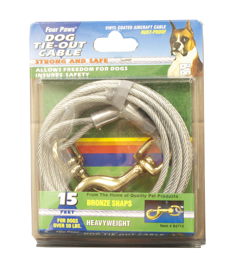 Four Paws Heavy Weight Tie Out Cable 15 Feet Silver - PawsPlanet Australia