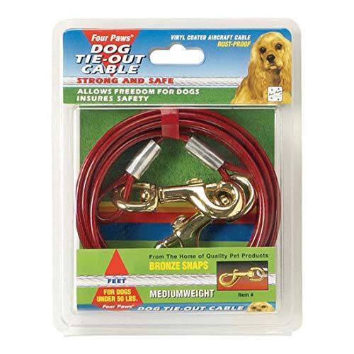 [Australia] - Four Paws Four Paws Vinyl Coated Rust Proof Medium Weight Tie-Out Cable for Dogs 15-Foot Red 