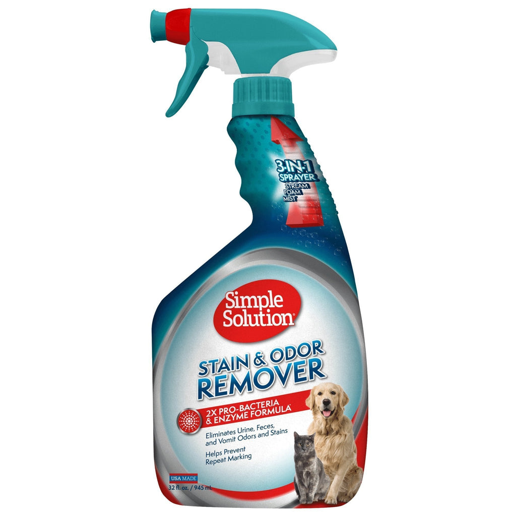 Simple Solution Pet Stain and Odor Remover | Enzymatic Cleaner with 2X Pro-Bacteria Cleaning Power 32 oz Spray Original - PawsPlanet Australia