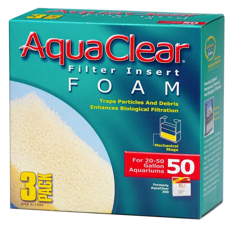 [Australia] - Aquaclear Foam Inserts, 3-Pack 50-Gallon Standard Packaging 