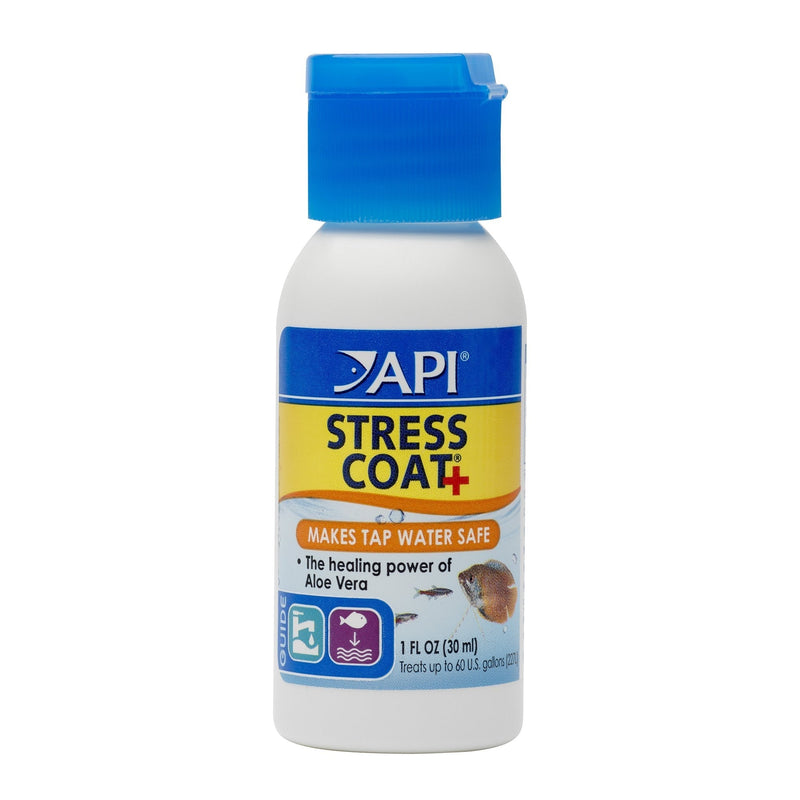 API Stress Coat Water Conditioner, Makes tap Water Safe, Replaces fish's Protective Coat Damaged by handling or Fish Fighting, Use When Adding or Changing Water, Adding Fish and When Fish are Injured 1-Ounce Aquarium Treatment - PawsPlanet Australia