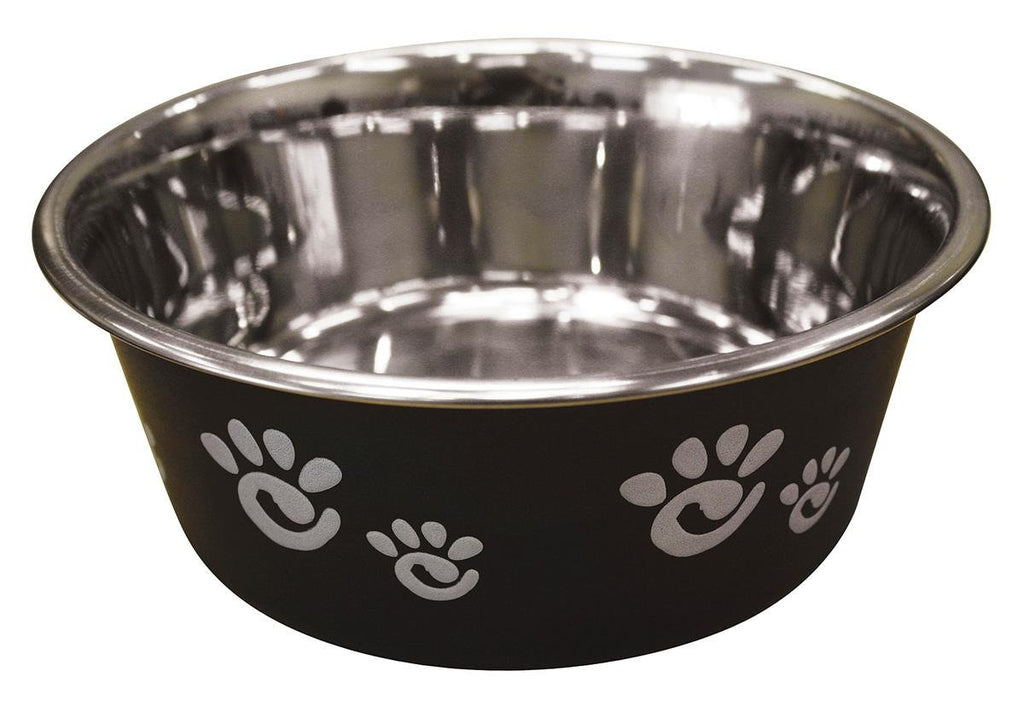 [Australia] - Ethical Pet Barcelona Matte and Stainless Steel Pet Dish, 32-Ounce, Licorice (6103) 