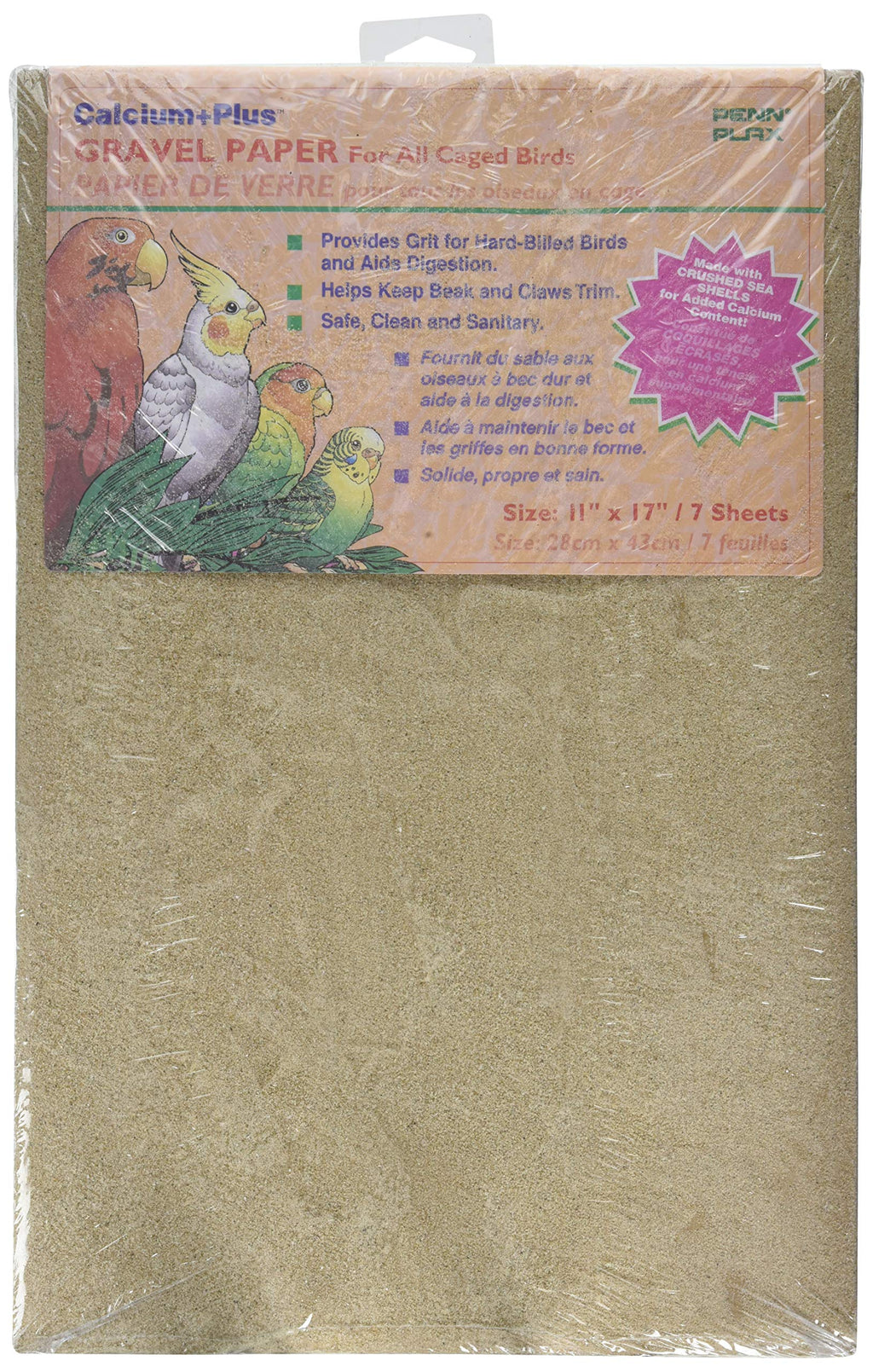 Penn-Plax BA639 Gravel Paper, 11" x 17" | Great for Hard-Billed Birds | Clean, Easy and Safe for Birds | Aids in Digestion - PawsPlanet Australia