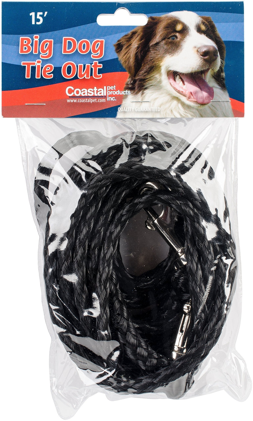 [Australia] - Coastal Pet Products DCP33315BLK Nylon Poly Big Dog Tie Out, 15-Feet, Black 