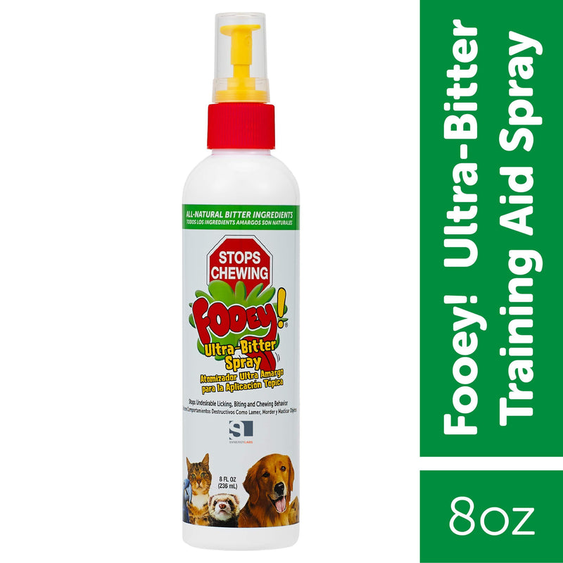[Australia] - Fooey! Ultra-Bitter Training Aid Spray – Chewing, Biting, Licking Deterrent for Dogs, Cats, Horses, Rabbits, Ferrets, Birds - Safe for Pet’s Skin – Can Also Protect Garden from Deer and Pests 8 fl. oz. 