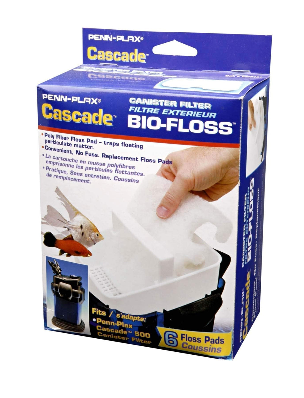 Penn-Plax Cascade Bio-Floss Replacement Poly Fiber Floss Pads for Various Cascade Canister Aquarium Filters (500, 700/1000, and 1200/1500) – 6 Pack Cascade 1200 or 1500 Canister Filters - PawsPlanet Australia