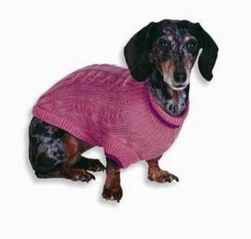 [Australia] - Fashion Pet Classic Cable Sweater | Dog Sweater | Leash Hole | Stylish Turtleneck Design | 100% Acrylic , Warm and Comfortable | Pink | X-Small | By Ethical Pet 