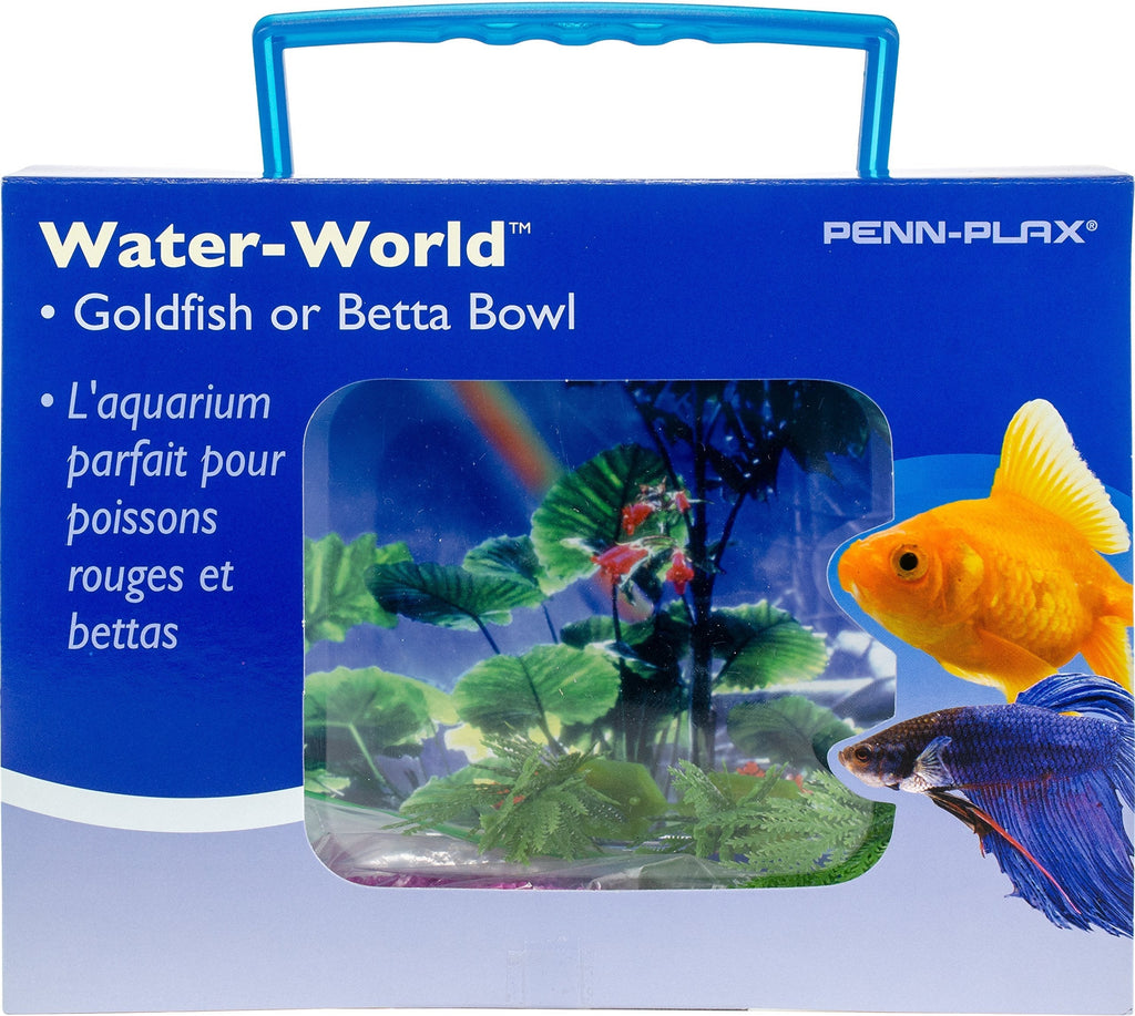 [Australia] - PENN PLAX (NWK25) Goldfish Betta Fish Bowl With Decorations Plastic 1.25 Gallon Bowl With Lid 