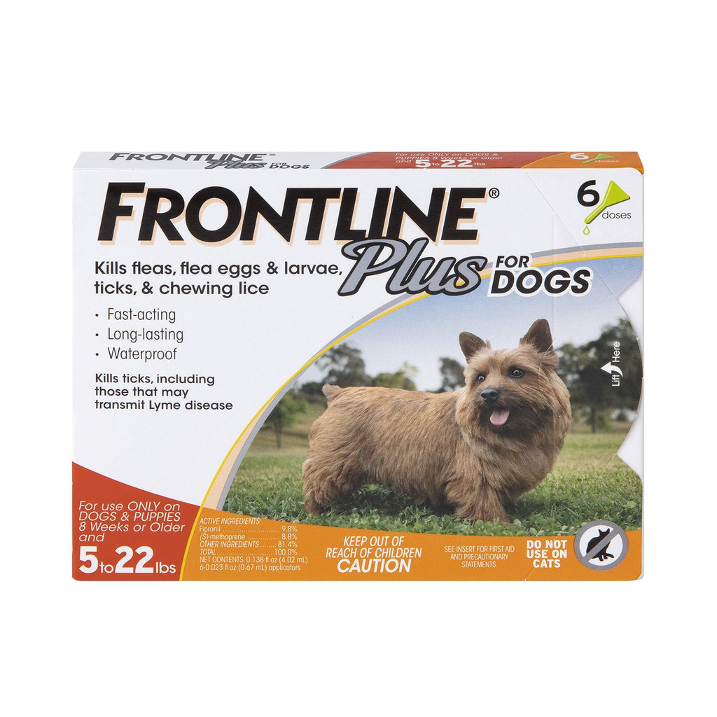 Frontline Plus Flea and Tick Treatment for Dogs (Small Dog, 5-22 Pounds, 6 Doses) - PawsPlanet Australia