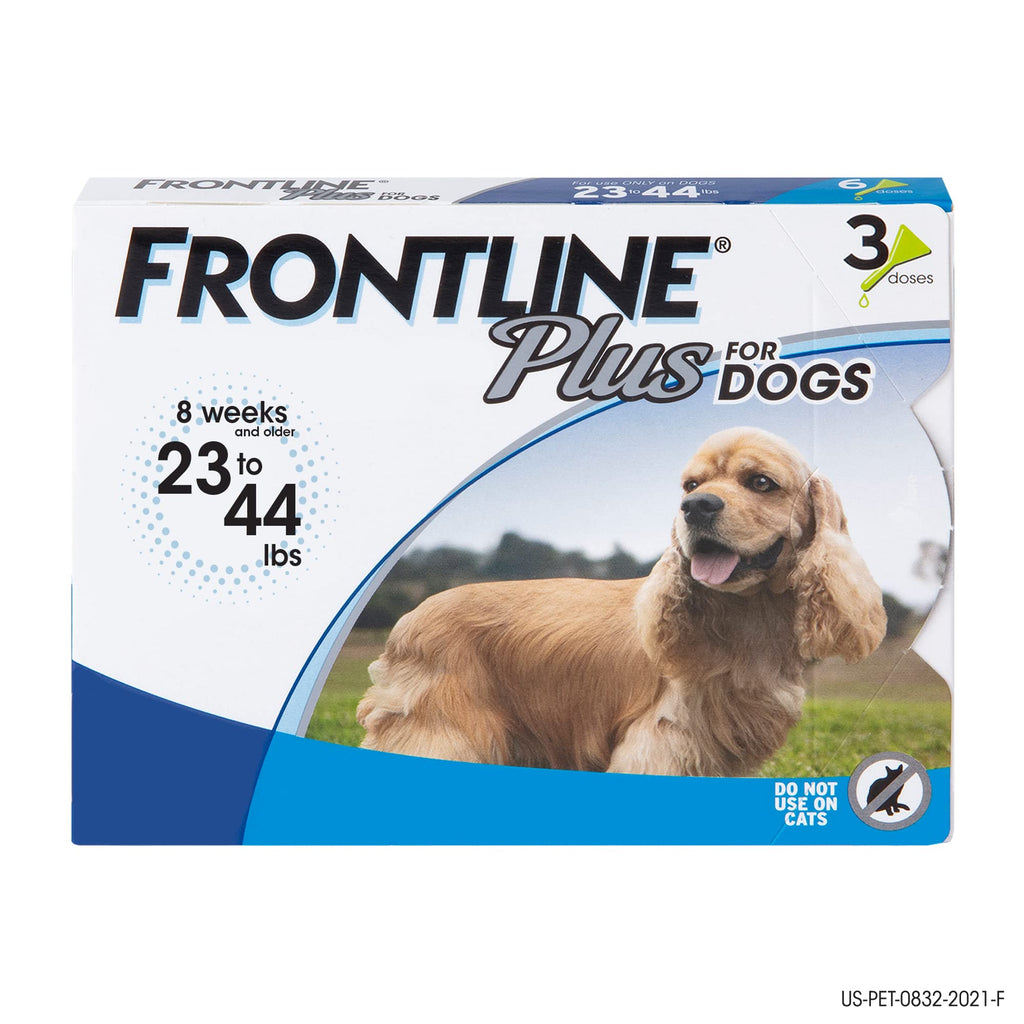 FRONTLINE Plus Flea and Tick Treatment for Dogs (Medium Dog, 23-44 Pounds) 3 count - PawsPlanet Australia