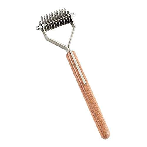 Mars Coat King Dematting Undercoat Grooming Rake Stripper Tool for Dogs and Cats, Stainless Steel with Wooden Handle, Made in Germany 10-Blade Original - PawsPlanet Australia